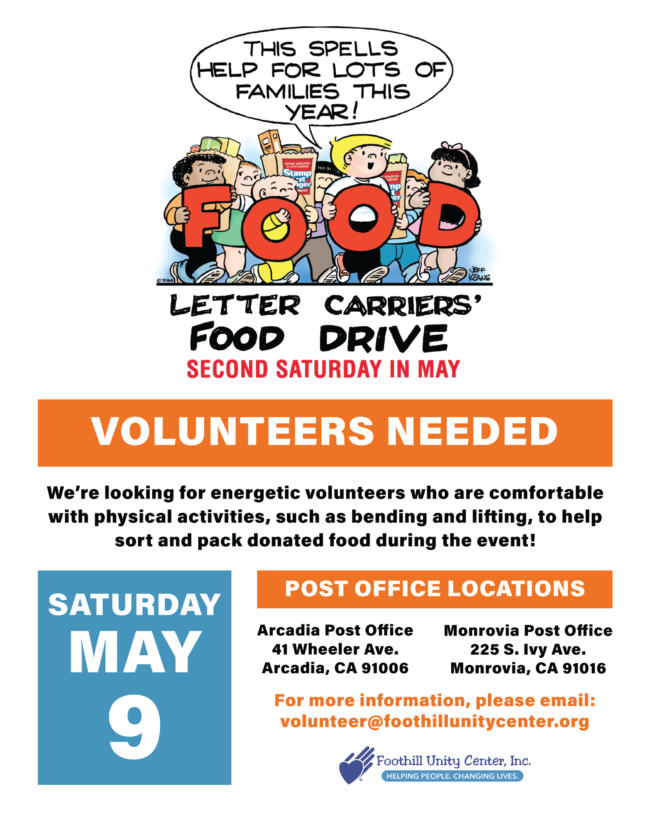stamp out hunger with foothill unity center flyer