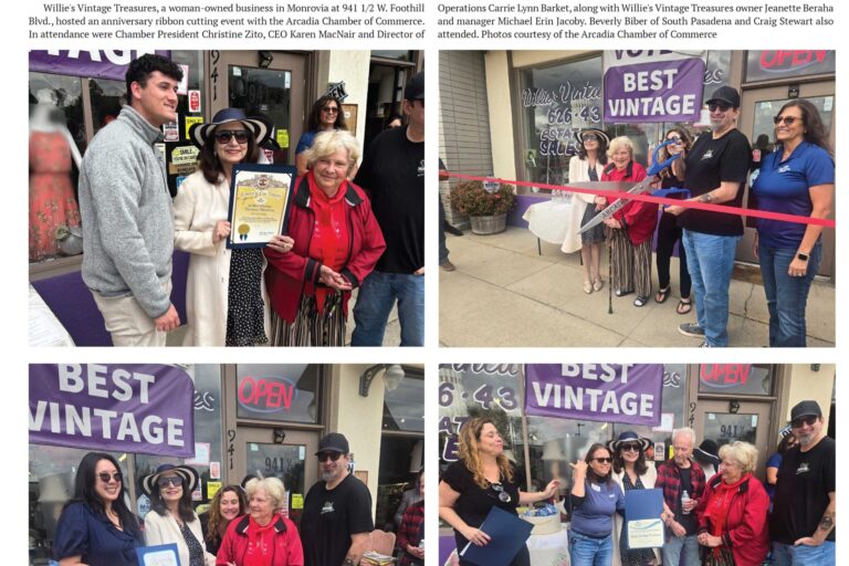 photo collage of Willie's Vintage ribbon cutting