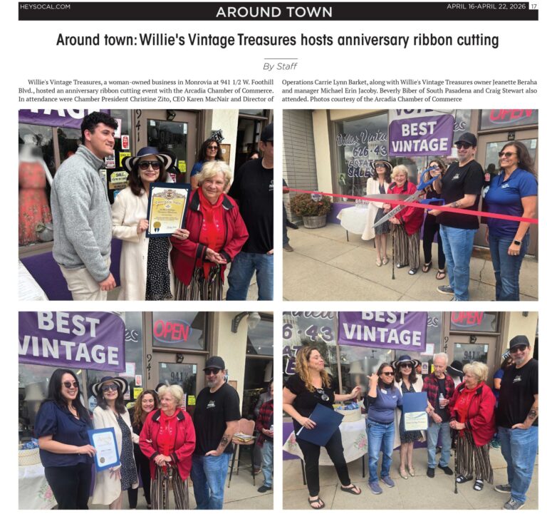 photo collage of Willie's Vintage ribbon cutting