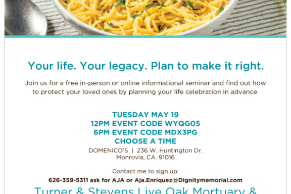 legacy planning seminar with Dignity Memorial flyer