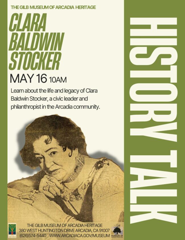 history talk about Clara Baldwin Stocker with the Arcadia Gilb Museum
