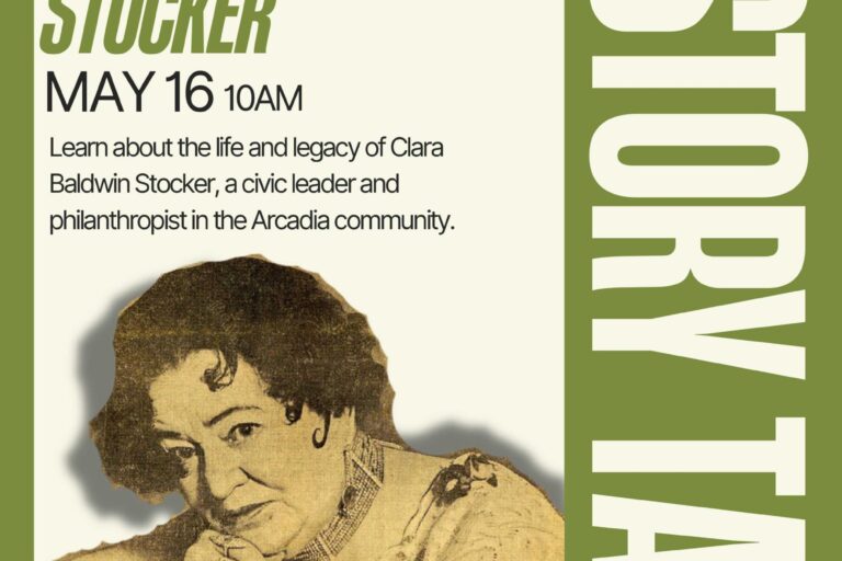 history talk about Clara Baldwin Stocker with the Arcadia Gilb Museum
