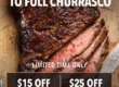 churrasco deal at Fogo de Chao flyer showing a cup up piece of cooked meat