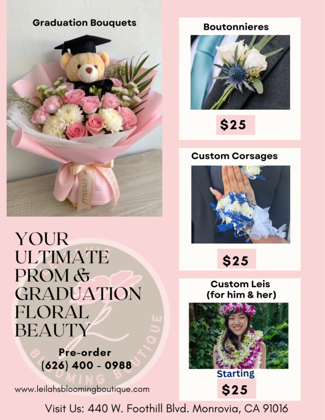 Leilah's Blooming Boutique graduation floral arrangement