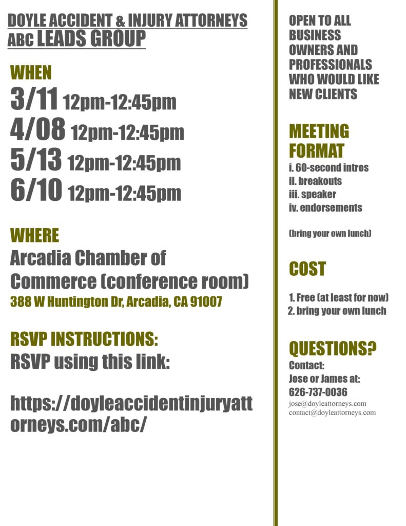 James Doyle ABC Group meeting schedule 