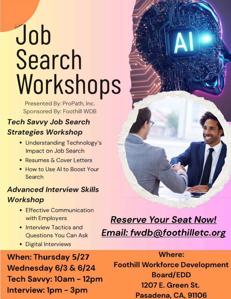 job search workshop with Foothill Workforce 