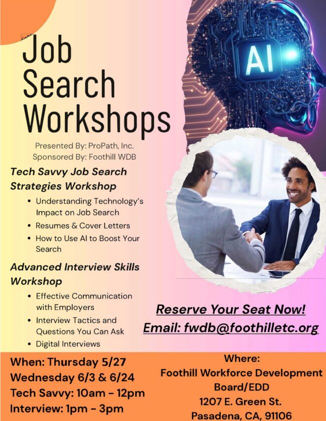 job search workshop with Foothill Workforce