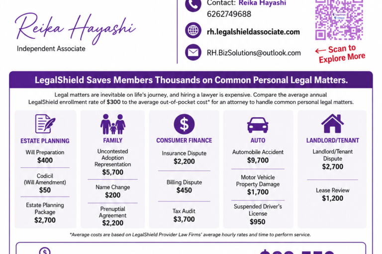 get peace of mind with LegalShield information flyer