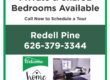 private & shared bedrooms available with Redell Pine