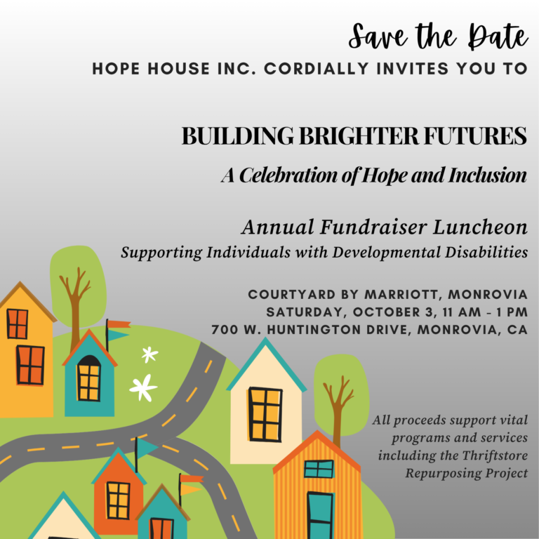 flyer to save the date for Hope House's annual fundraising