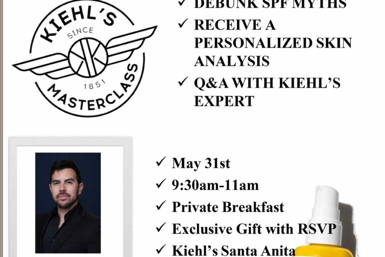 SPF masterclass with Kiehls flyer for May 31st