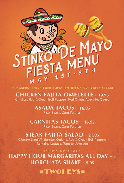 stinko de mayo fiesta menu from Twohey's 
