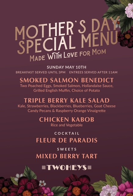 mother's day menu from Twohey's
