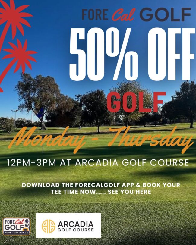 arcadia Par 3 50% off golf Monday through Thursday flyer