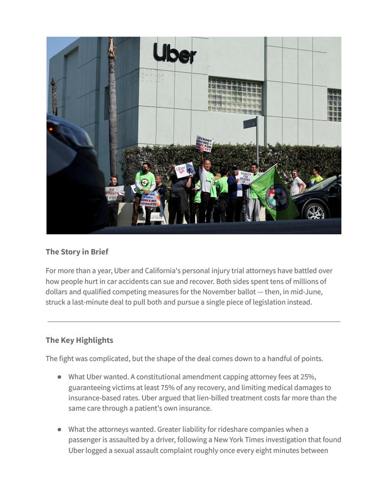 Doyle Accident Attorneys newsletter info on Uber 