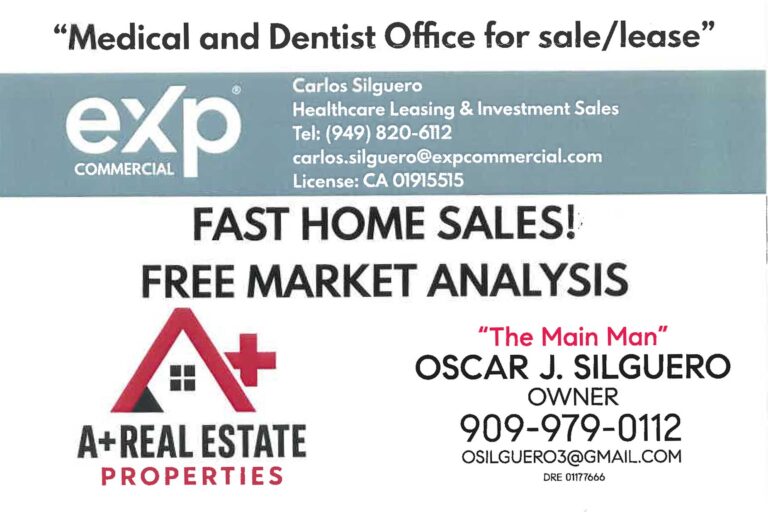 medical and dental offices for lease or sale from A Plus Real Estate flyer