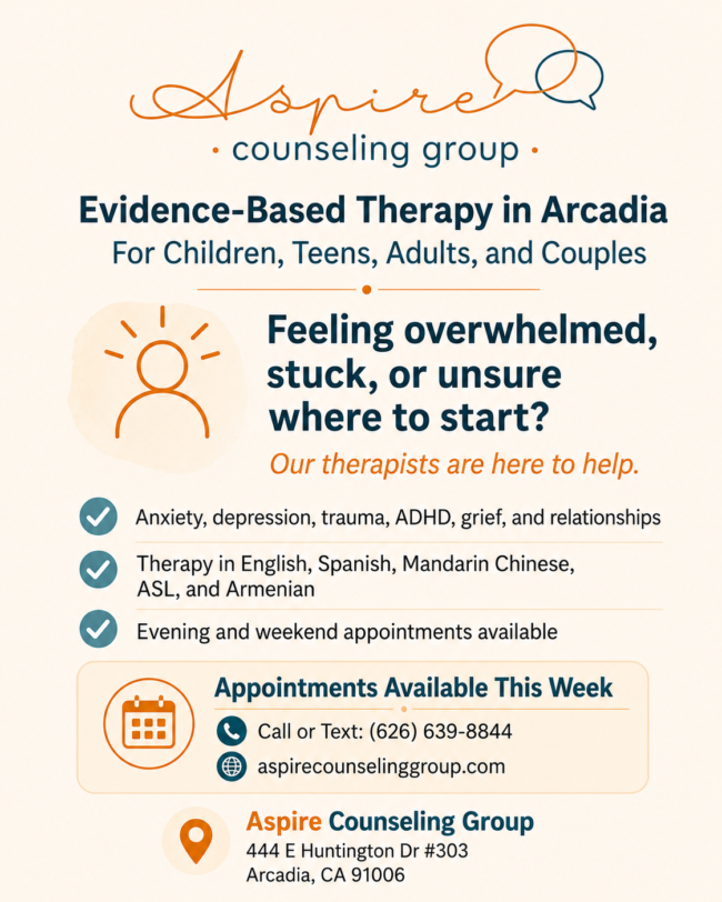 Aspire Counseling Group therapy info flyer