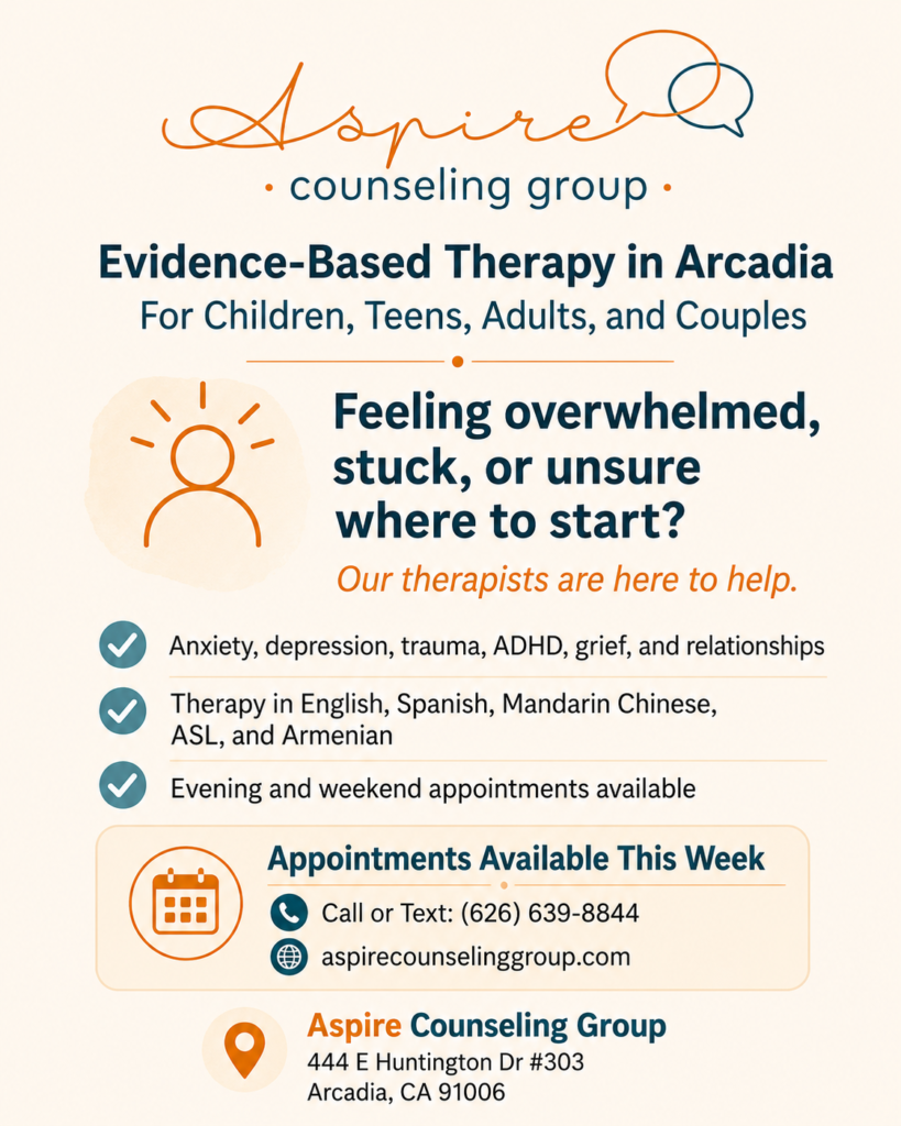 Aspire Counseling Group therapy info flyer 