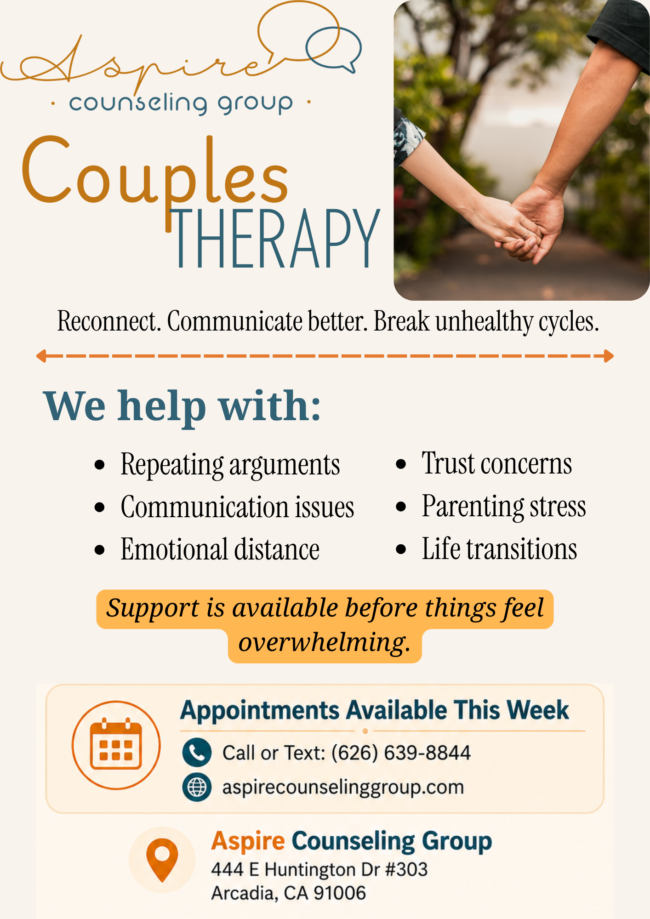 couples therapy available from Aspire Counseling Group