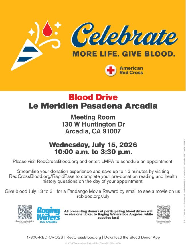 blood drive at the Le Meridien Hotel on July 15