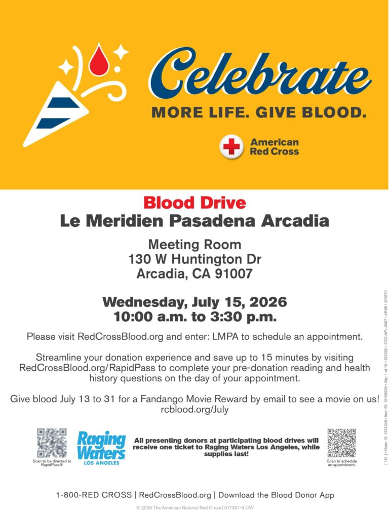 blood drive at the Le Meridien Hotel on July 15