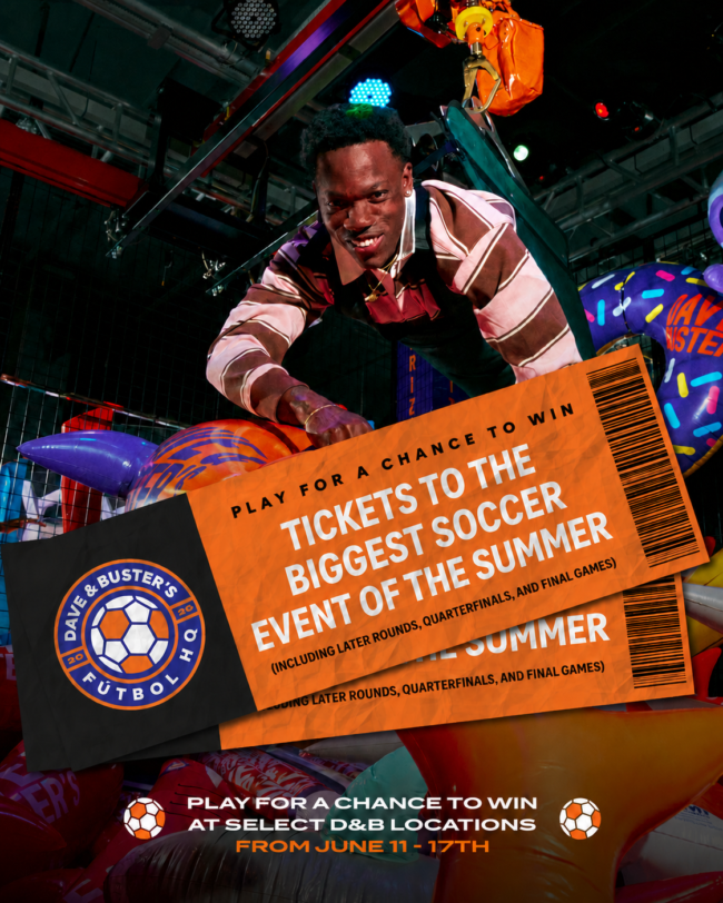 Dave & Buster's Human Crane game for soccer events