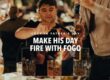 Father's Day at Fogo de Chao banner with a male bartender pouring drinks in the background