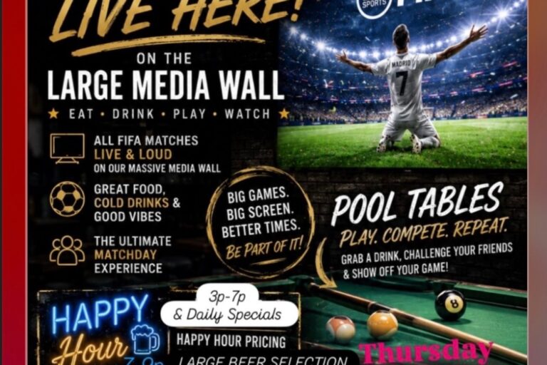 flyer for FIFA world cup games live at the Bit Tavern