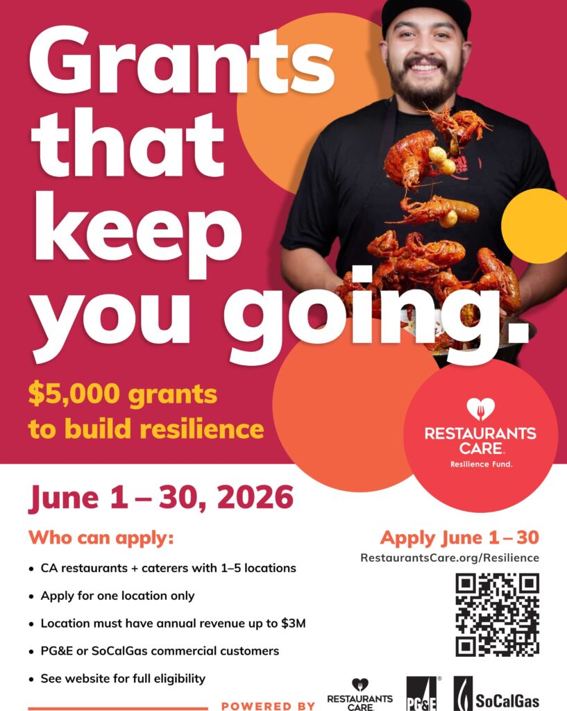 SoCalGas resilience grants flyer for Restaurants Care 