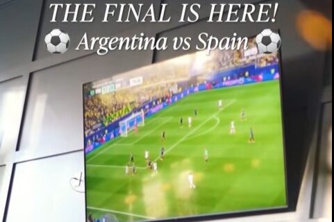 19Seventy soccer a tv on a wall showing a soccer game