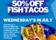 50% off fish tacos from Cabrera's flyer