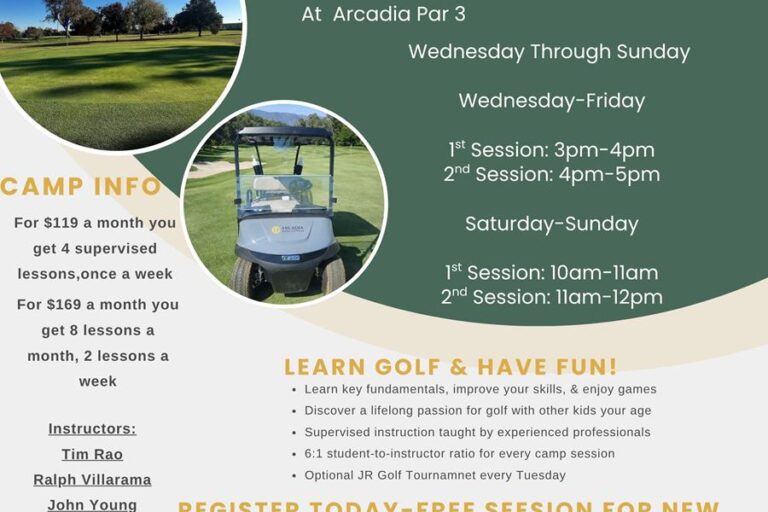 Arcadia Par 3 Golf Course JR Academy flyer of information