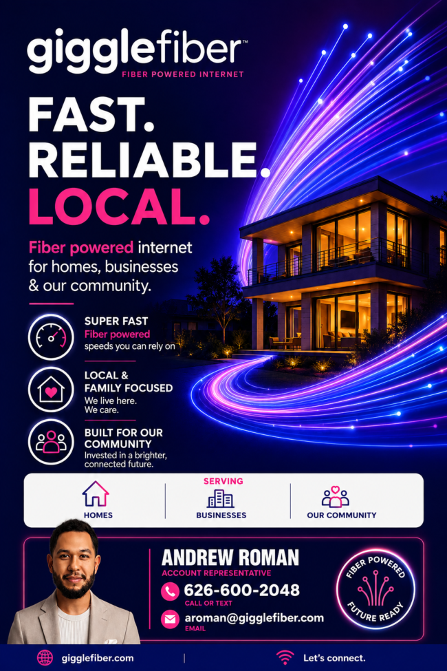 get fast reliable internet service from Giggle Fiber flyer