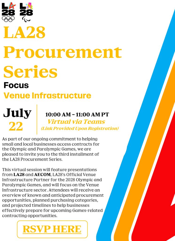 LA28 procurement series virtual webinar flyer 