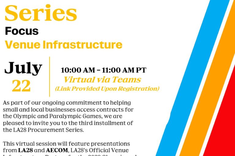 LA28 procurement series virtual webinar flyer