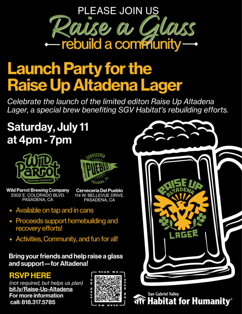 raise a glass for Altadena Lager launch party from Habitat to Humanity