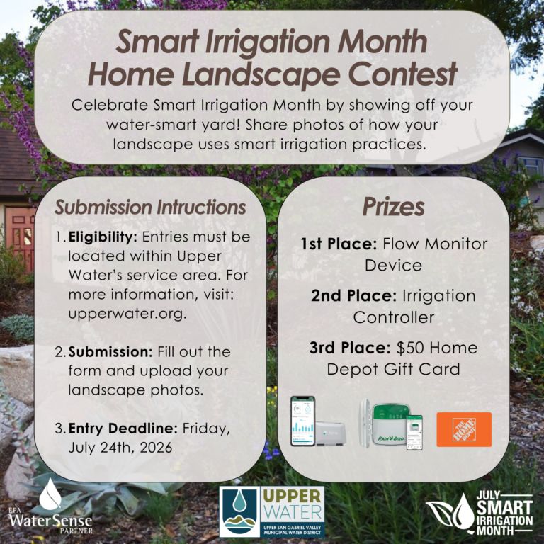 Smart Irrigation Month home landscape contest flyer from Upper SGV Water District