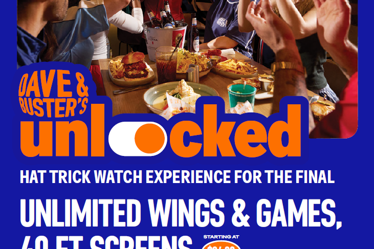 watch the final game at Dave & Buster's flyer