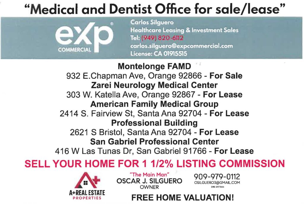 A Plus Real Estate has medical and dental offices for lease information flyer 