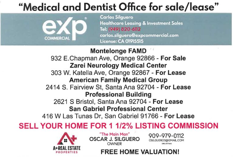 A Plus Real Estate has medical and dental offices for lease information flyer