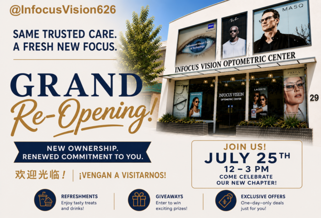 ribbon cutting flyer for InFocus Vision Optometry