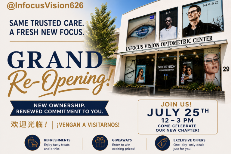 ribbon cutting flyer for InFocus Vision Optometry