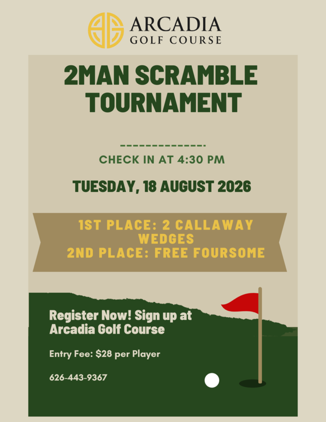Arcadia Par 3 golf course 2 man scramble competition flyer