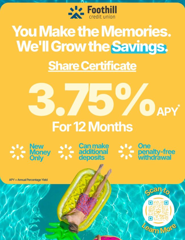 Foothill Credit Union share certificate flyer of information
