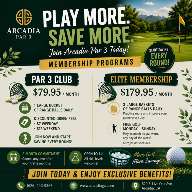 Arcadia 3 Par membership membership info for the Arcadia 3 Par