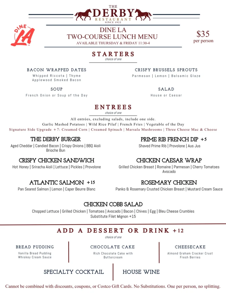 DineLA Derby menu
