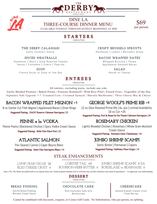 DineLA Derby menu