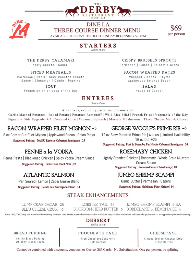 DineLA Derby menu