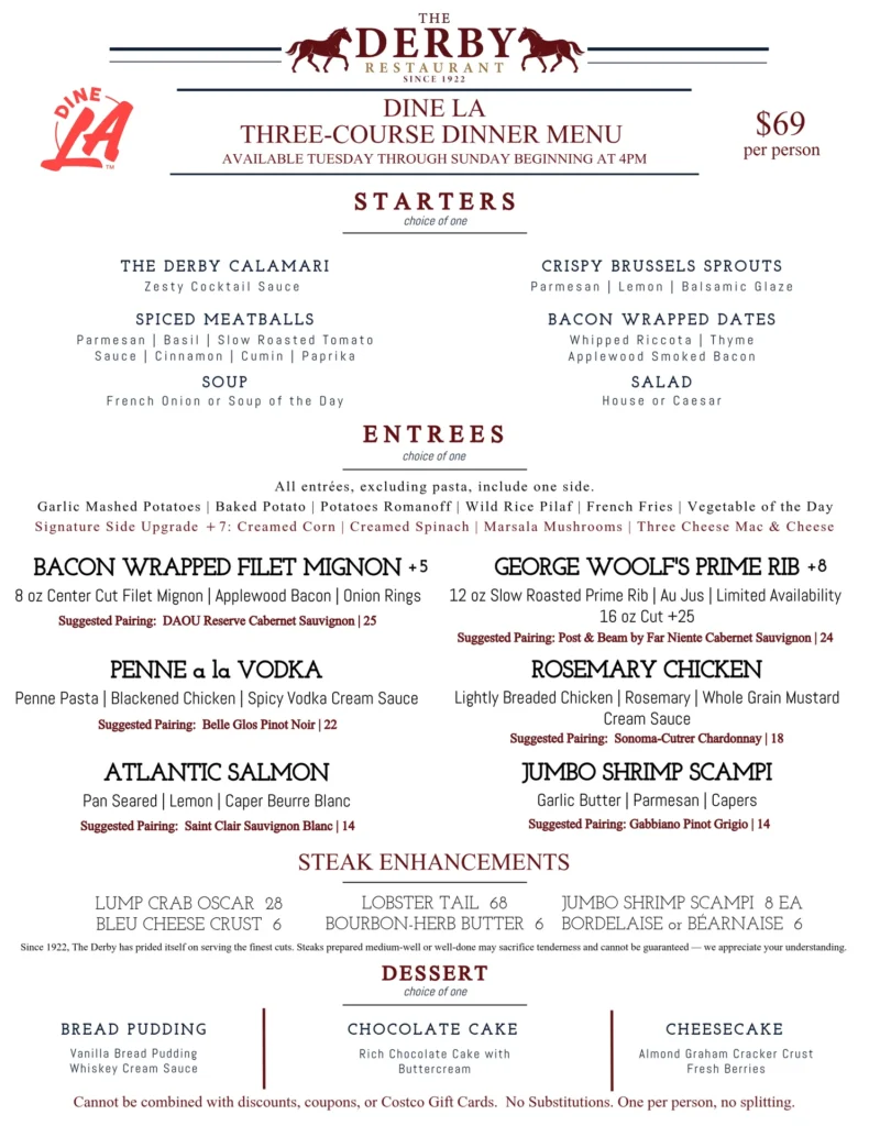 DineLA Derby menu