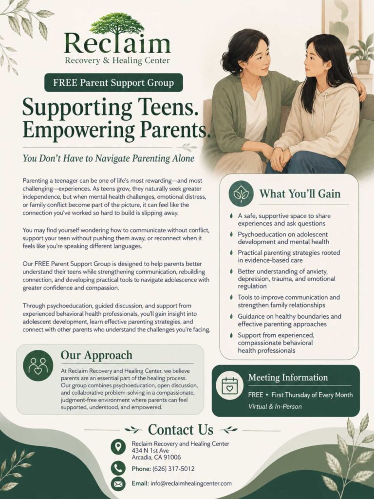 Reclaim Health mental health info flyer 